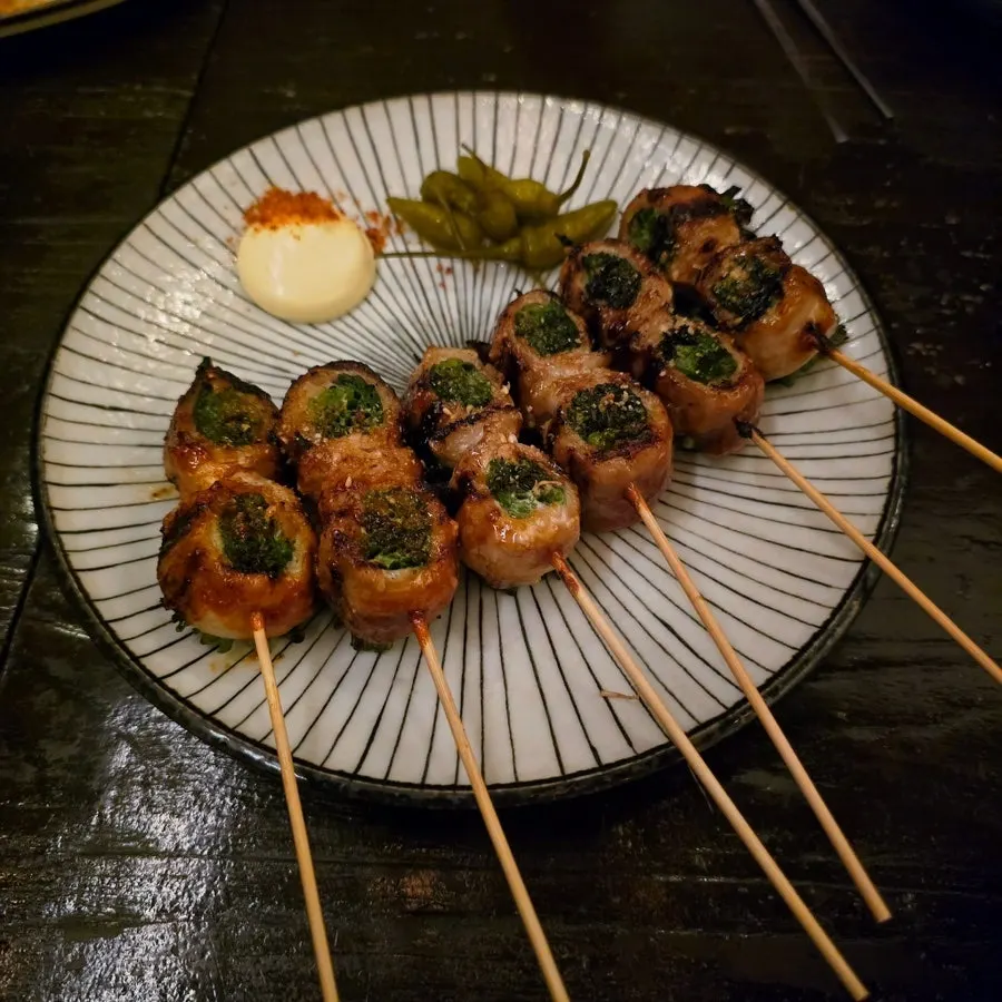 삼겹쪽파꼬치 한 접시