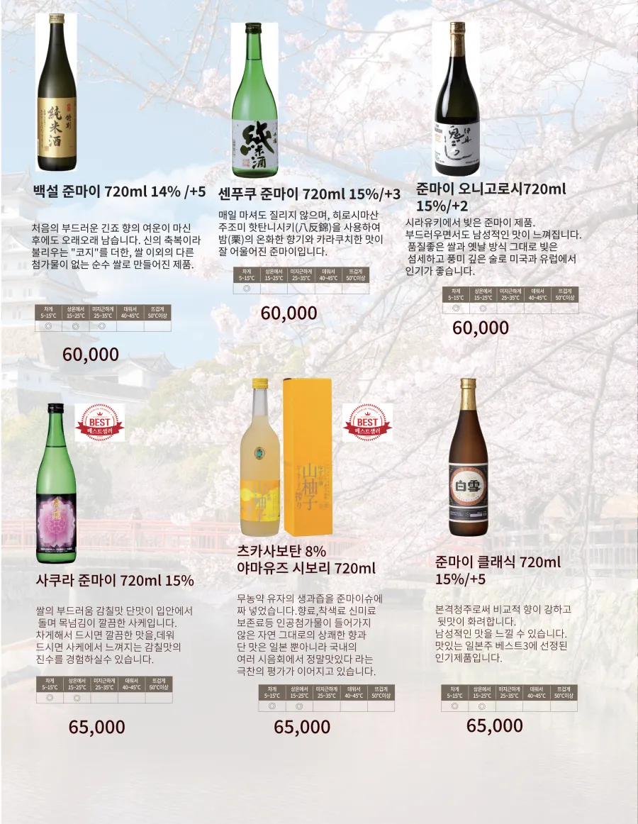 Menu screen showing highballs and other drinks