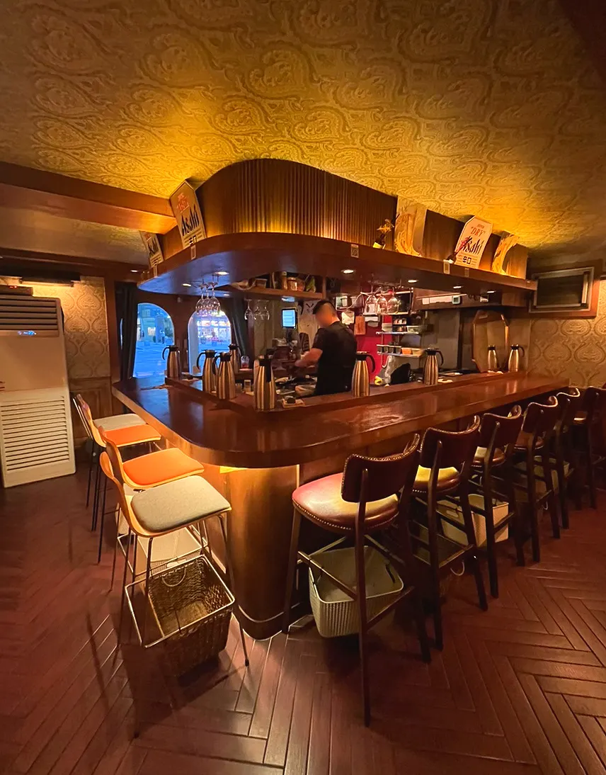Bar-style table seating on the 1st floor of Nani Byeolgwan