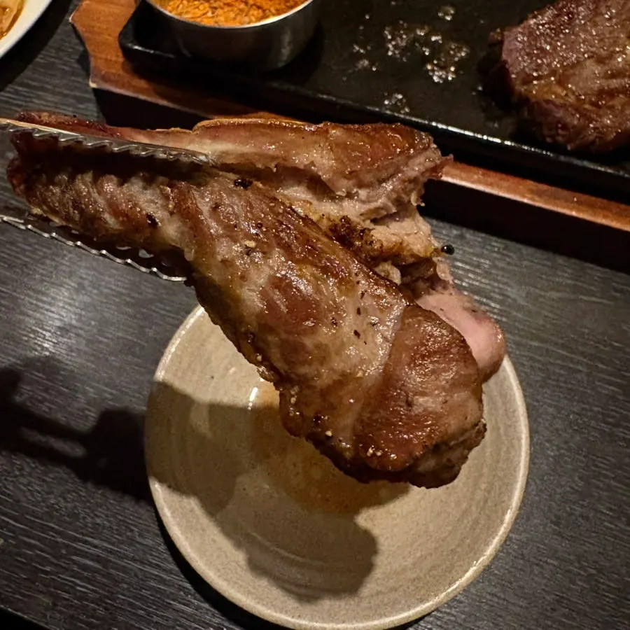 Lamb shoulder rack cooked outside and moist inside