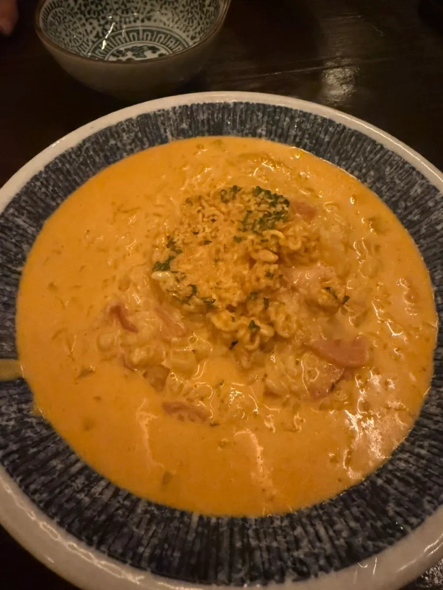 Close-up of the Sinramyeon risotto