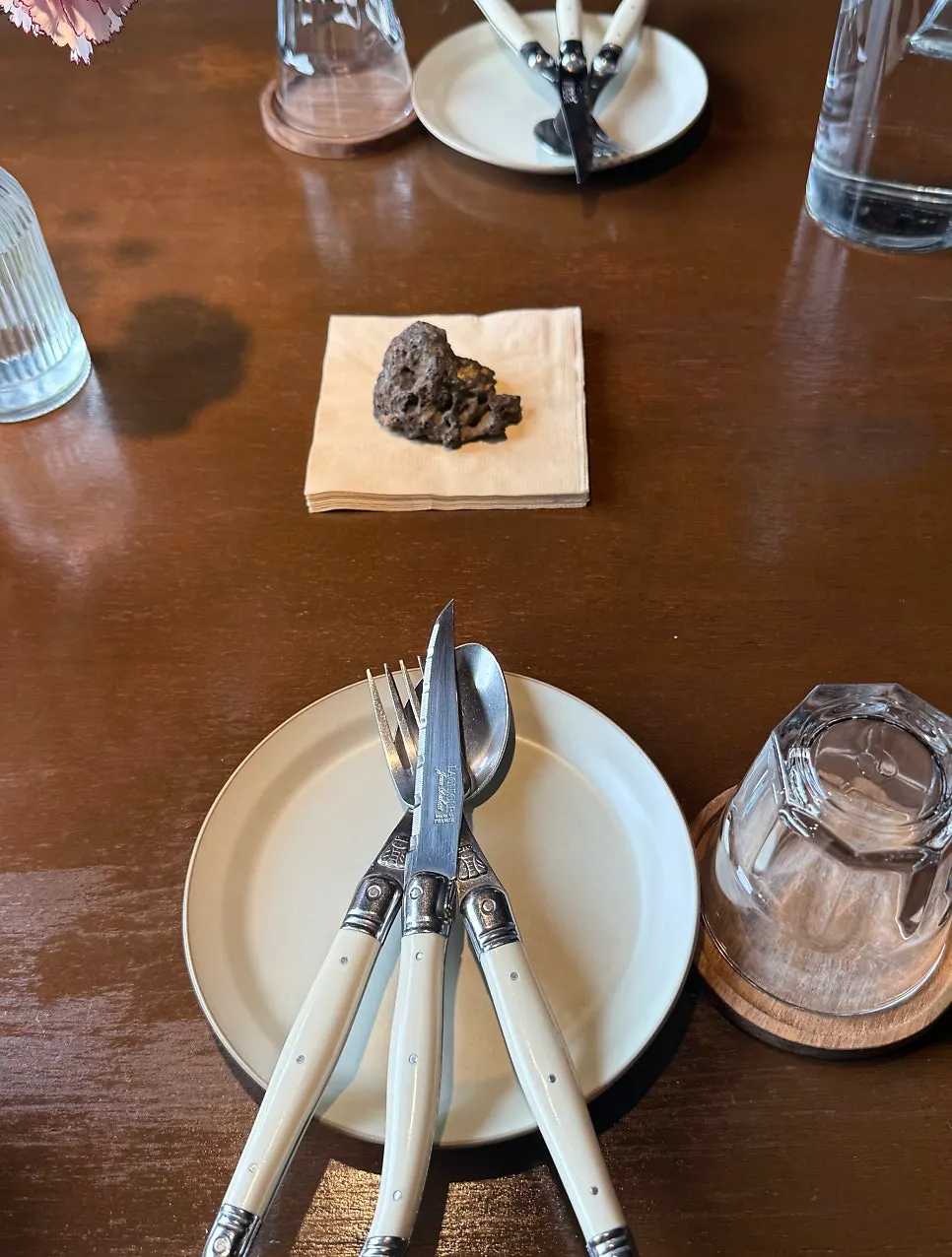 Table setting before the lunch course begins