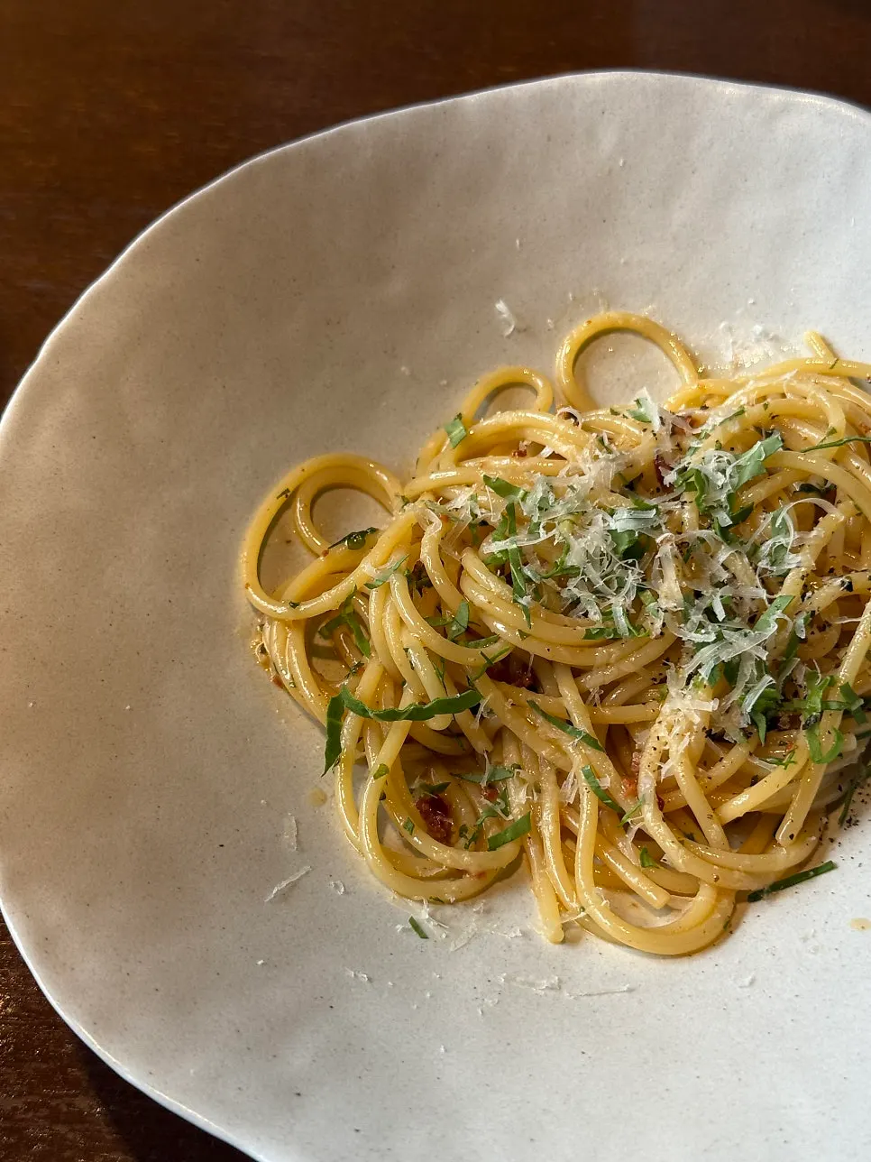 Slightly spicy pasta from the lunch course