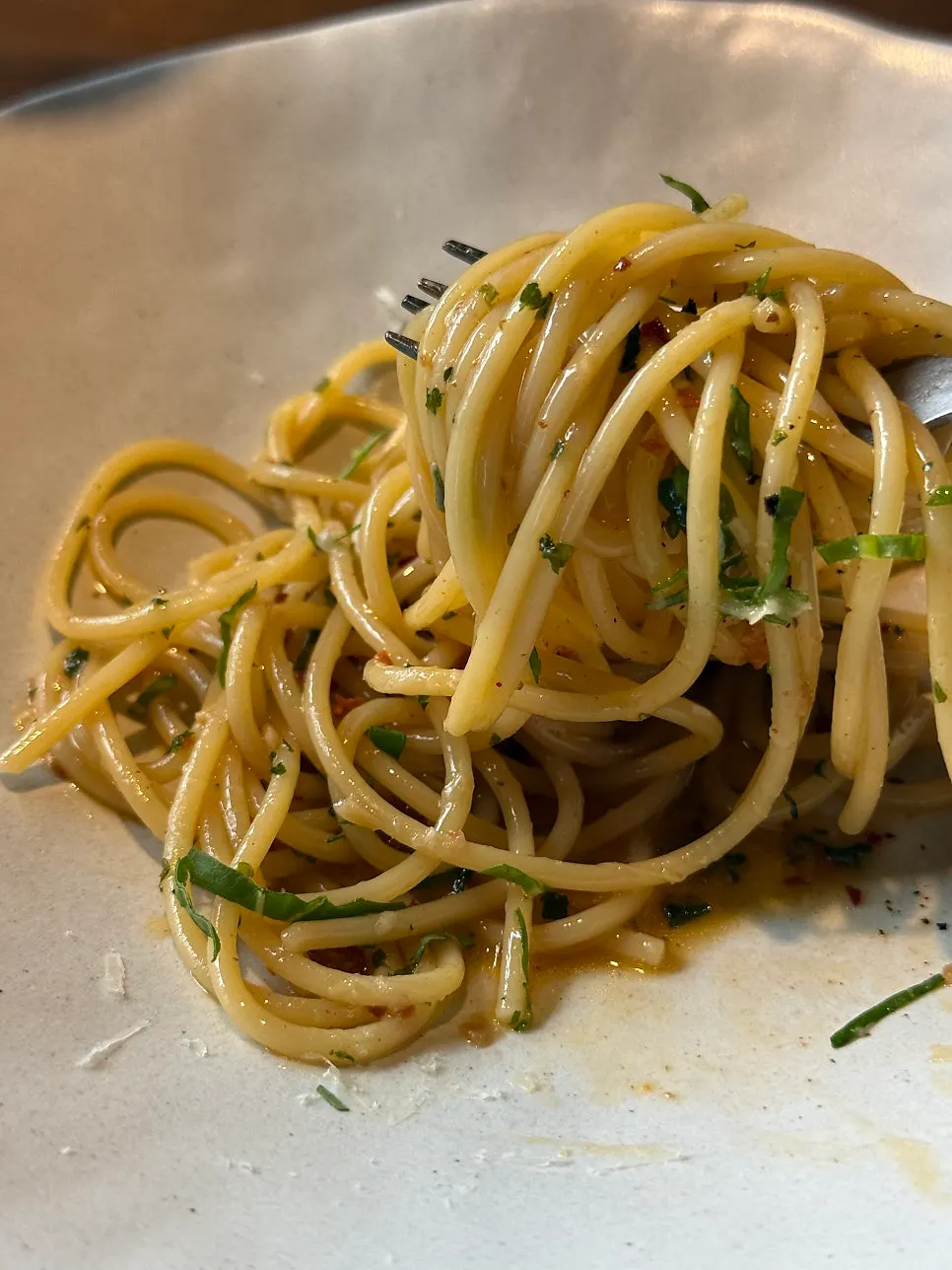 House-made pickles served with the pasta