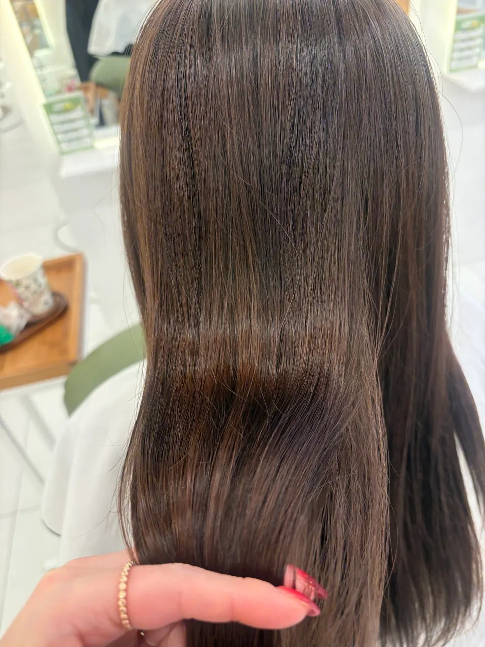 Hair after the root touch-up and clinic treatment