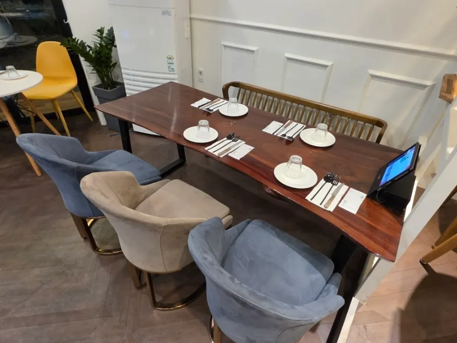 Comfortably arranged restaurant seating