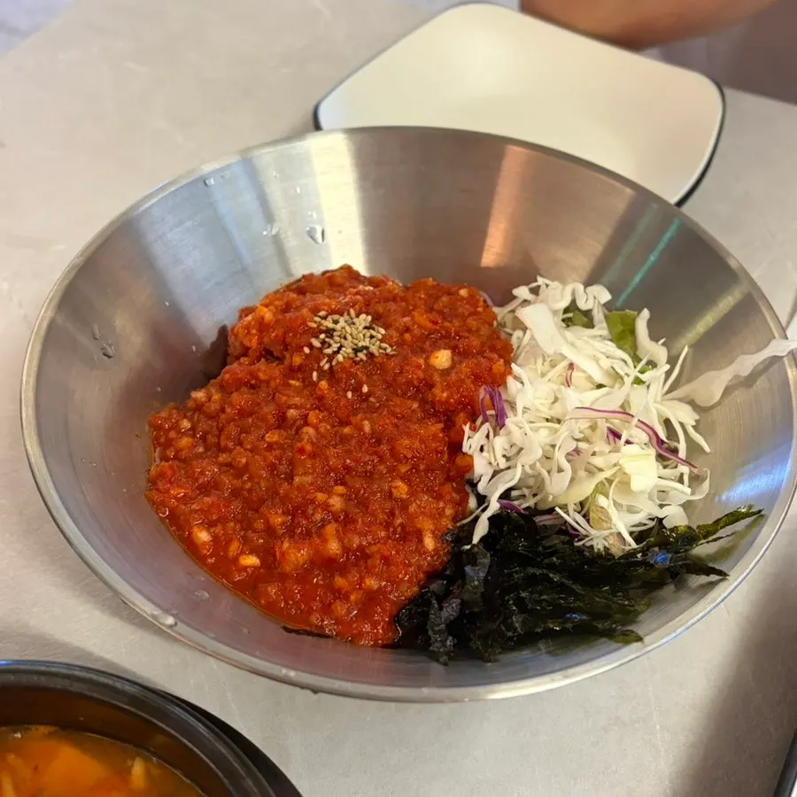 Free sundubu-jjigae served with the meal