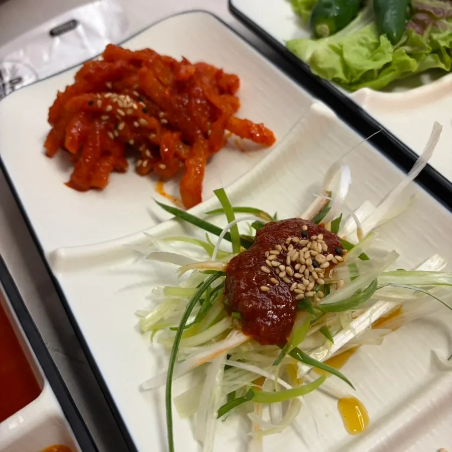Close-up of the nutty gabri bossam meat