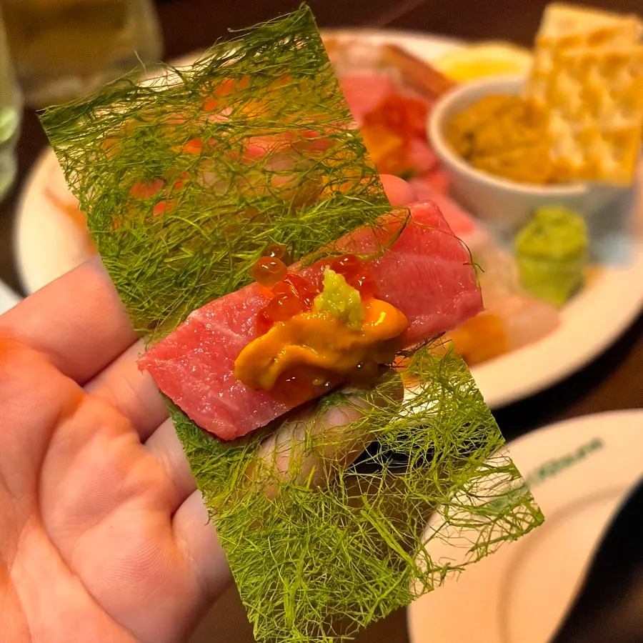Tuna belly and wasabi combination