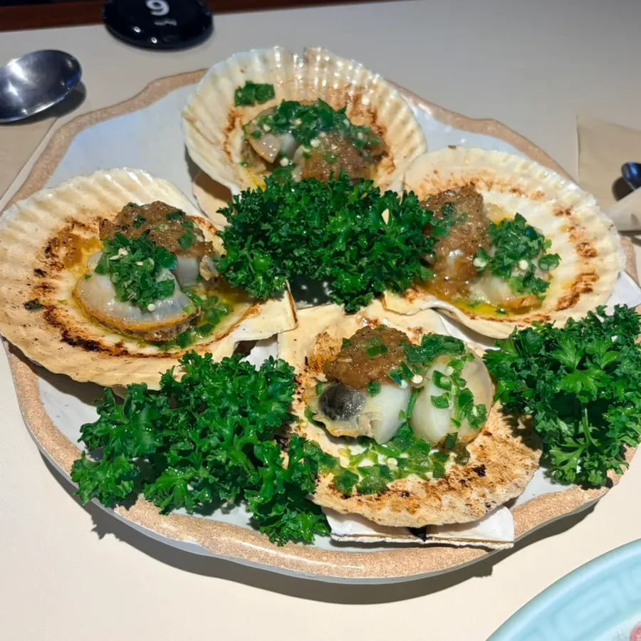 Close-up of a grilled scallop