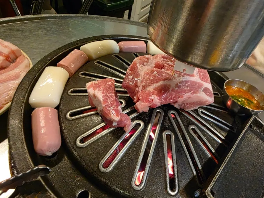 Close-up of thick-cut mixed grill meat