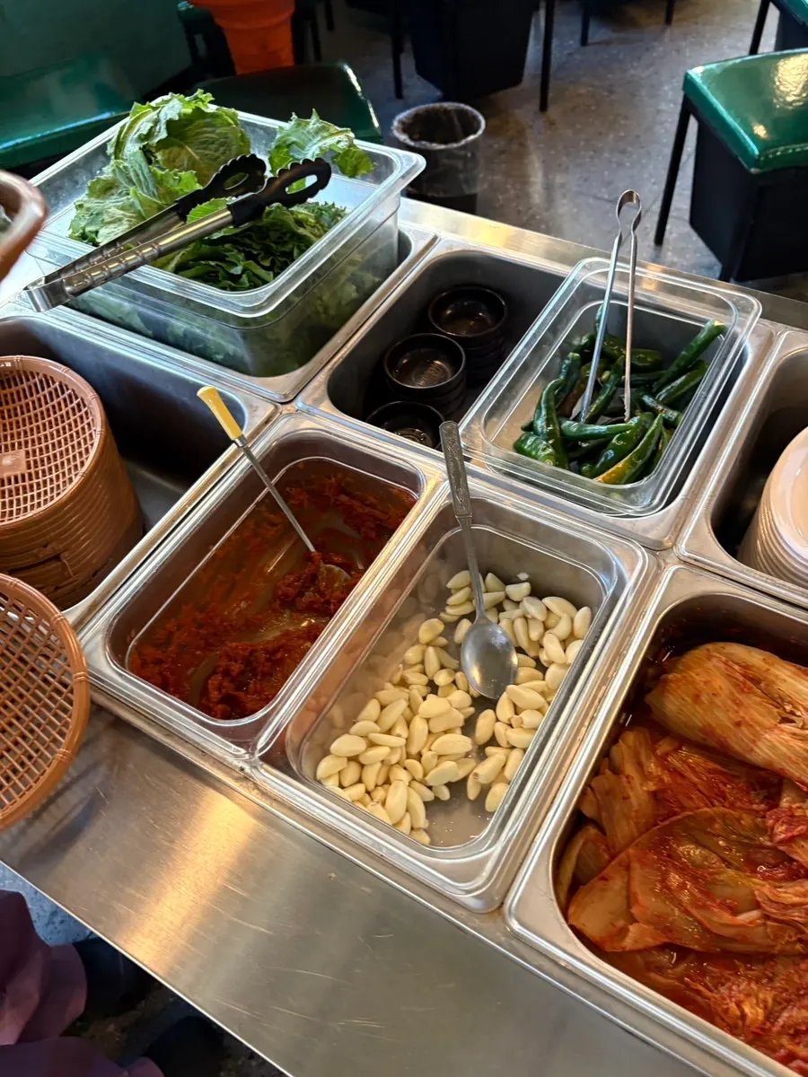 Side dish spread including curry pasta salad