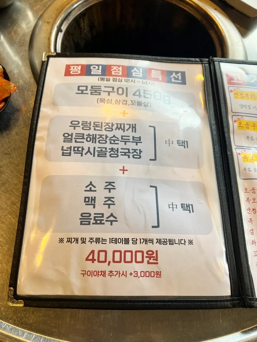 Side dishes set on the table at Neopttakjip Samsong Branch