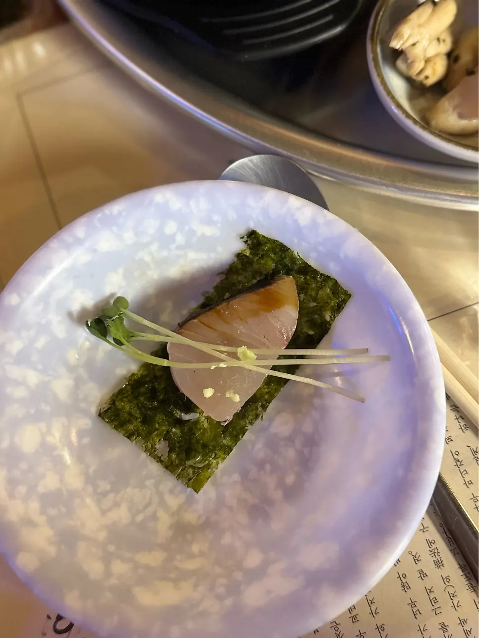 A plate of cured, low-temperature-aged sashimi