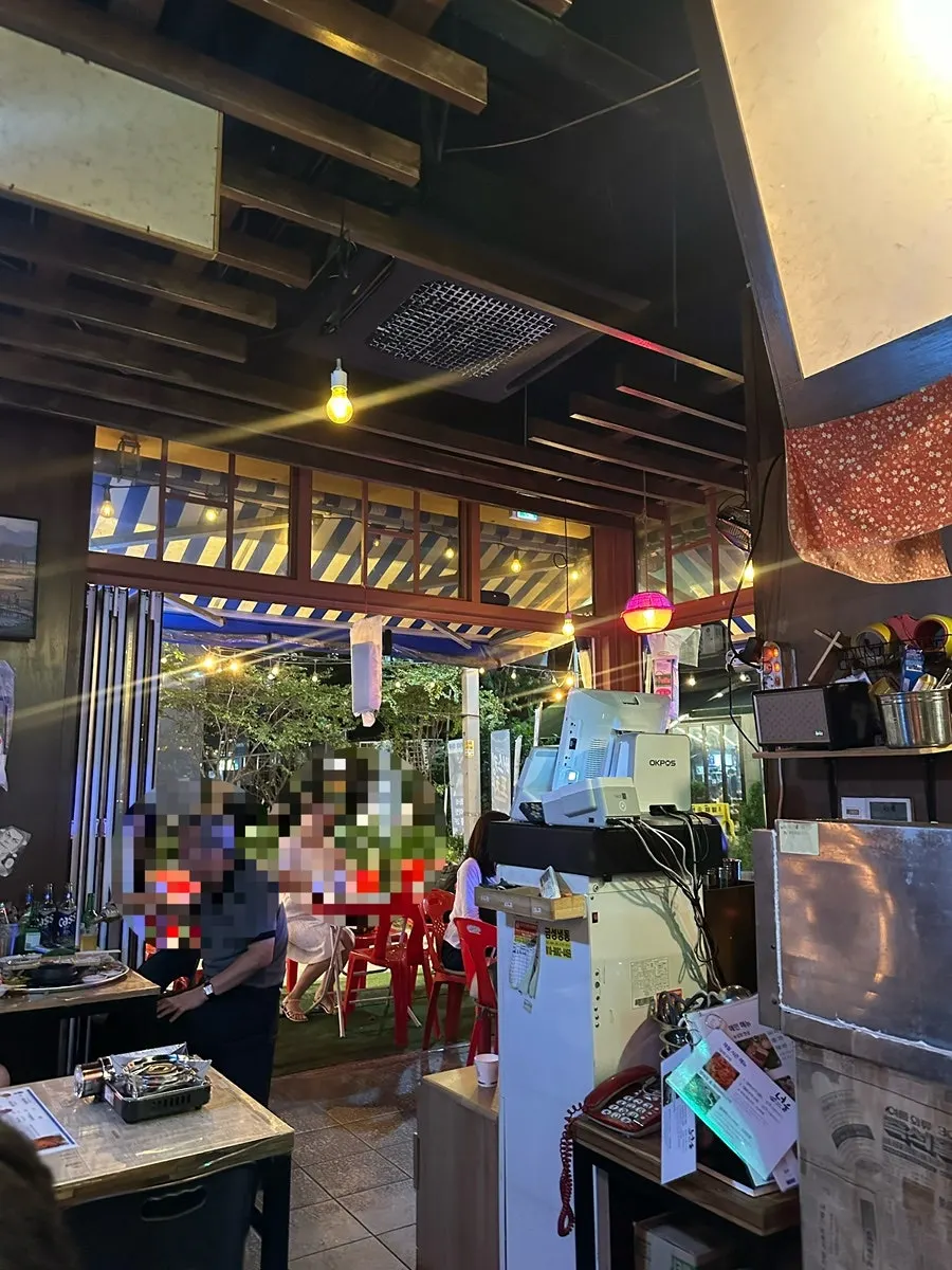 View of the restaurant connecting the outdoor tent and indoor seating