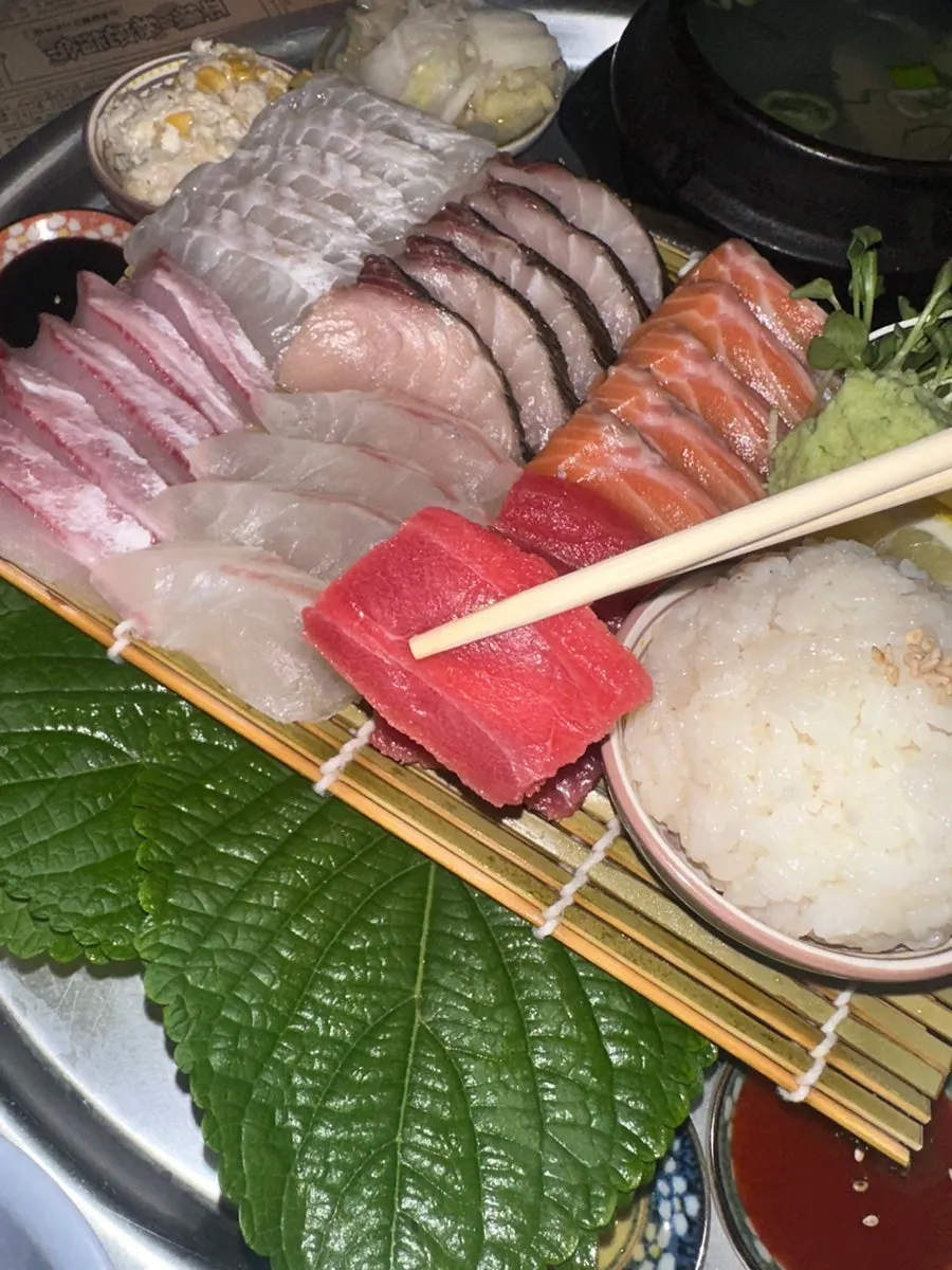 An assortment of different aged sashimi types