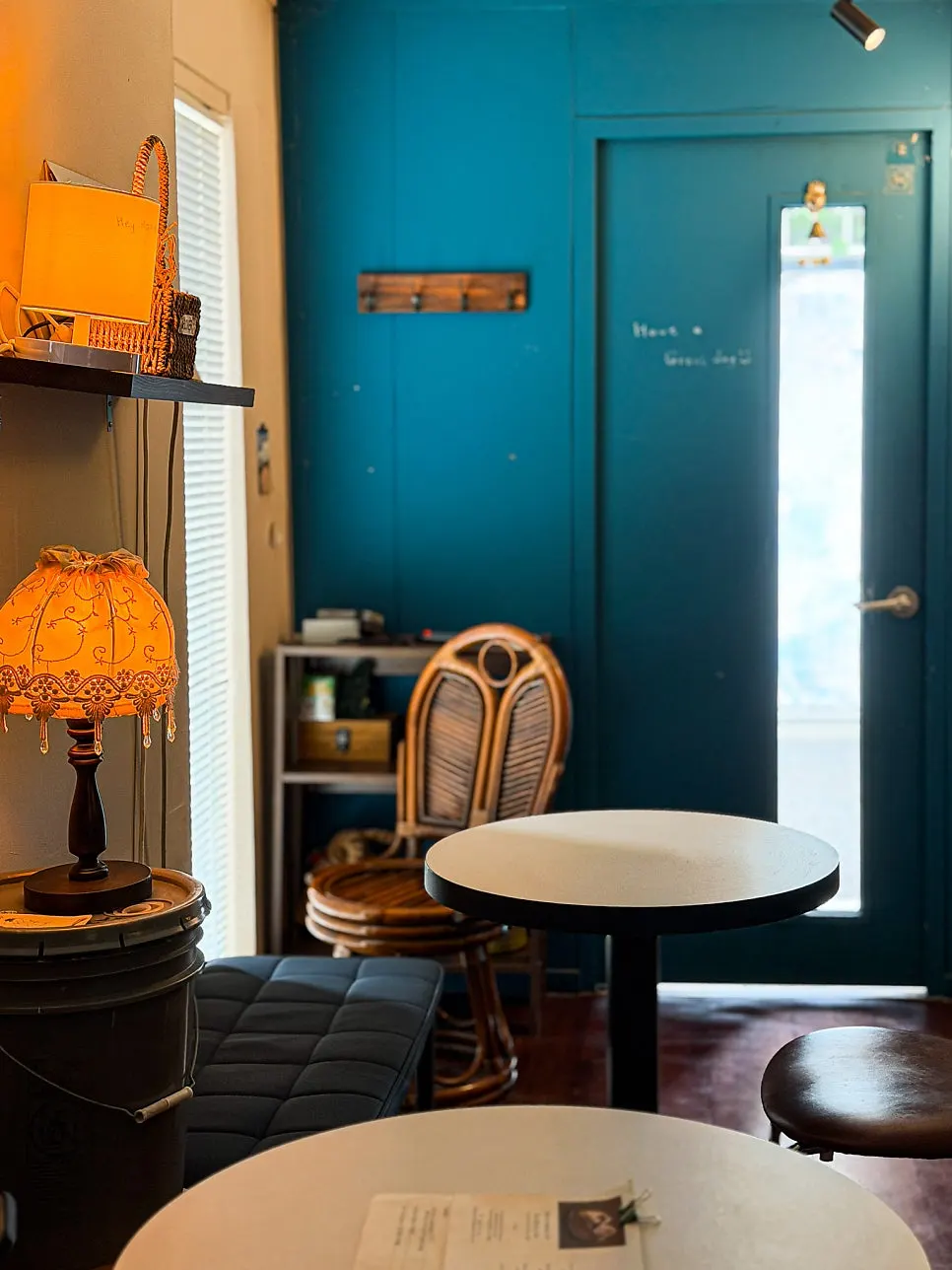 Café interior with a warm, homey atmosphere