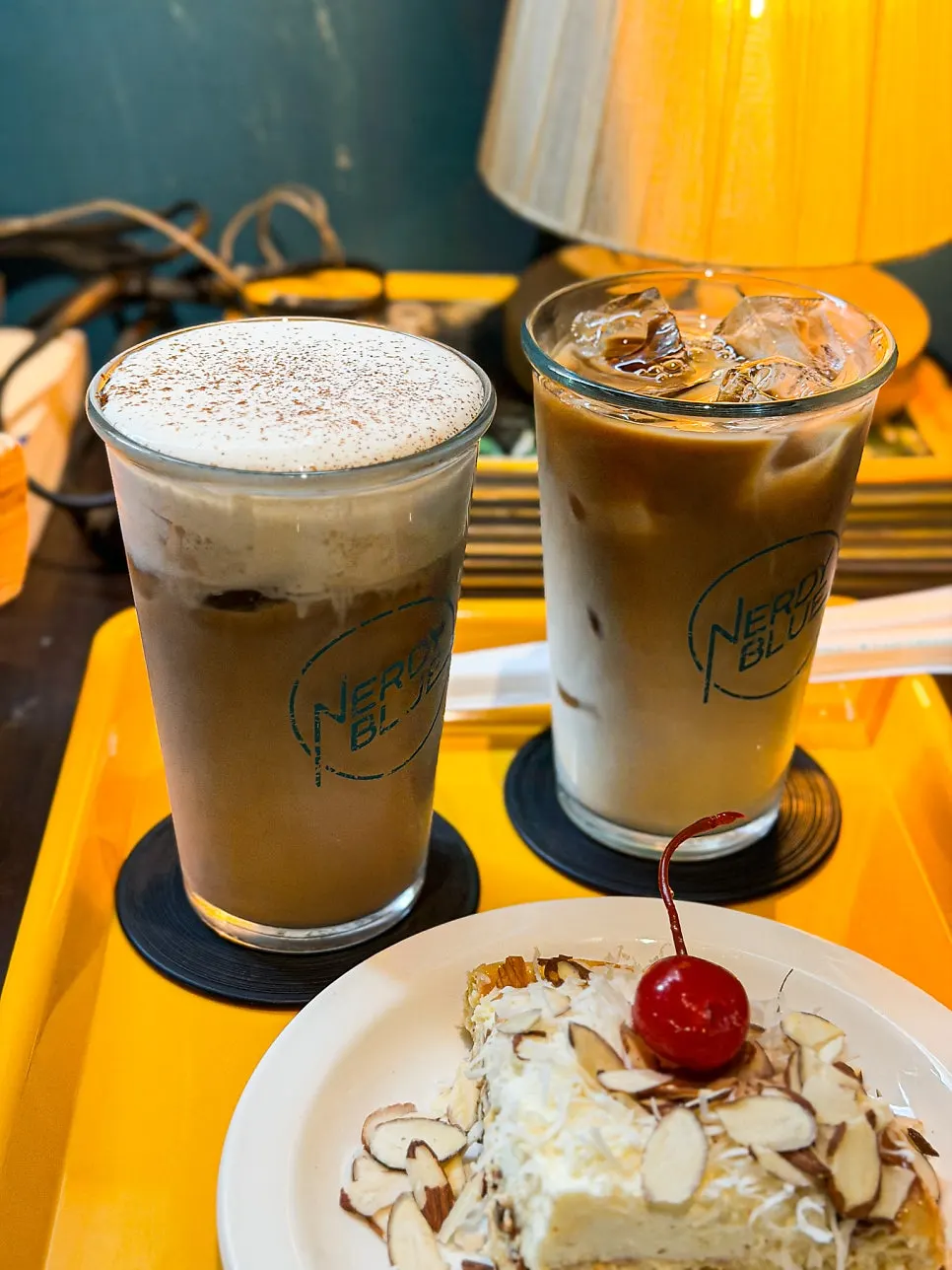 Nutty cream mocha topped with cream