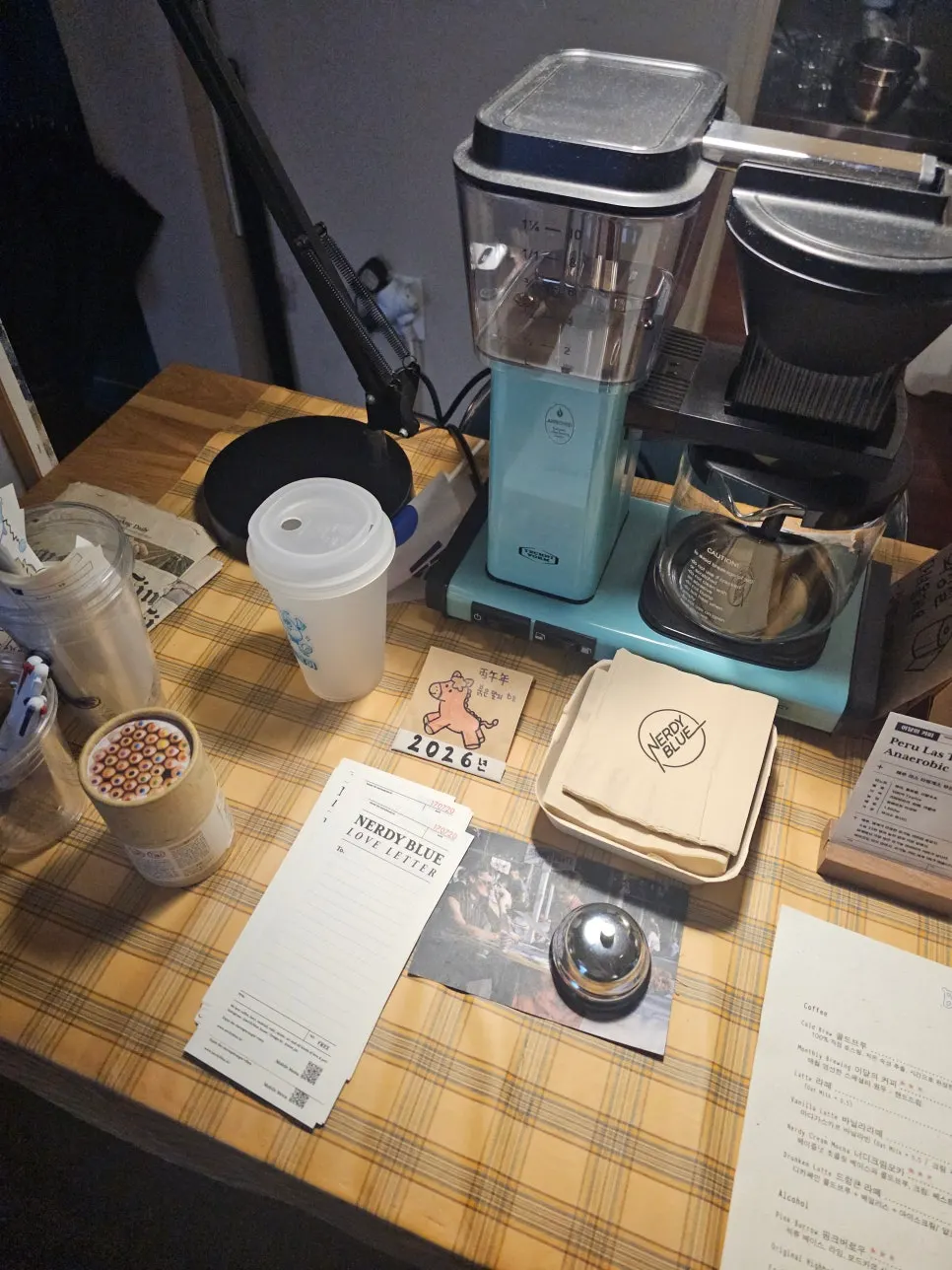 Interior of Nerdy Blue Burrow with dimmed lighting