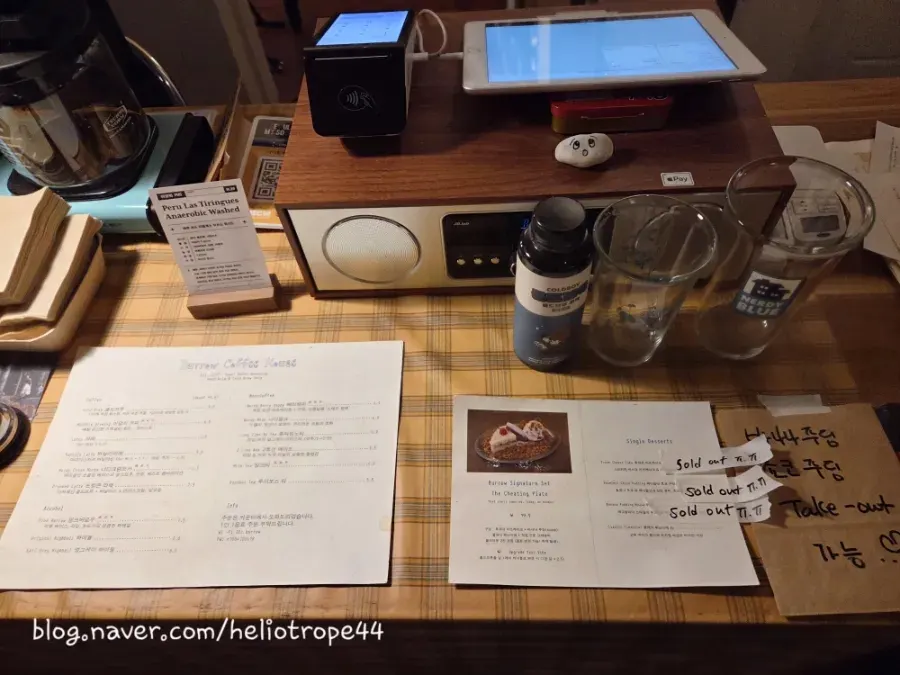 Decorated order counter at the café
