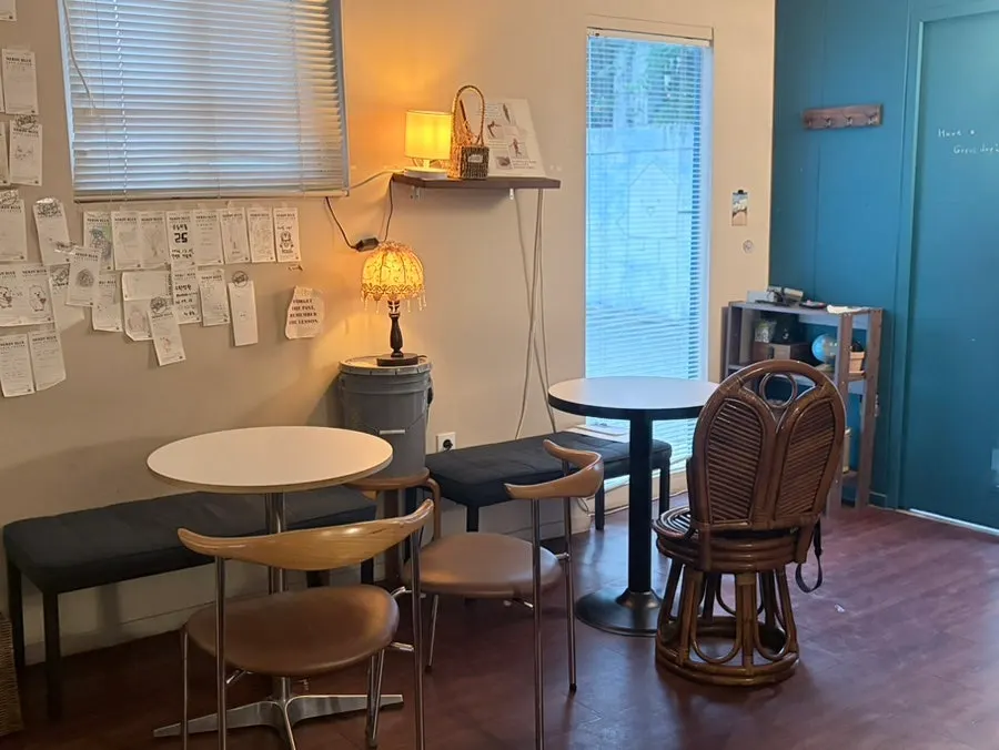Cafe interior with soft ambient lighting