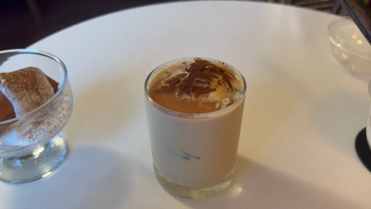 Drunken Latte placed alongside the desserts