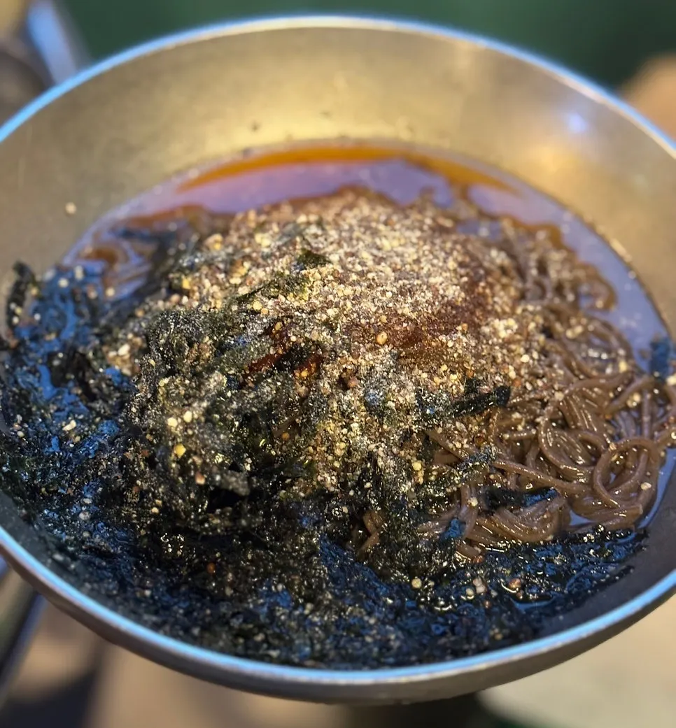 Perilla oil noodles topped up with extra broth