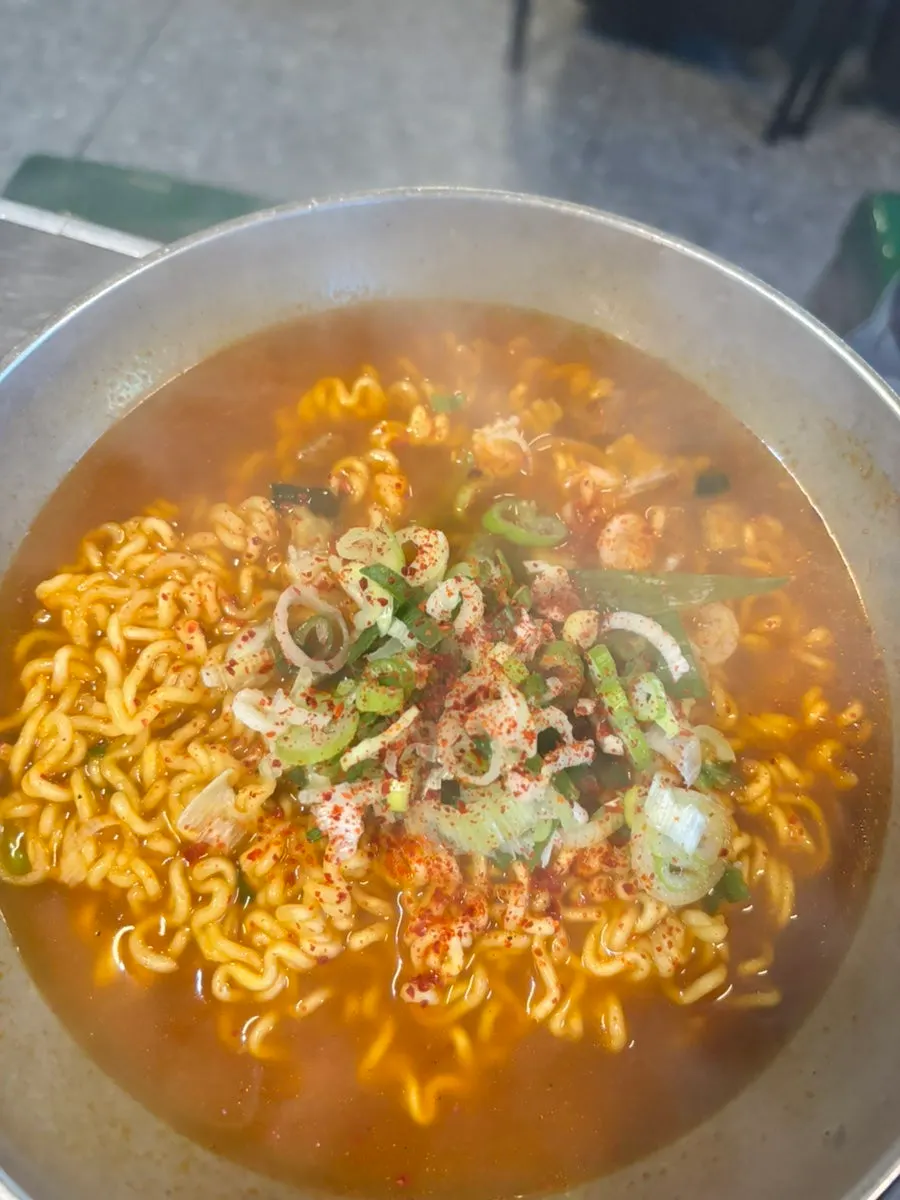 Ramyeon enjoyed alongside the grilled meat