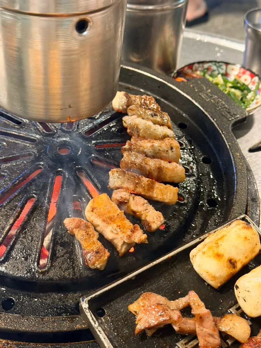 Pork dipped in spicy myeoljeot sauce