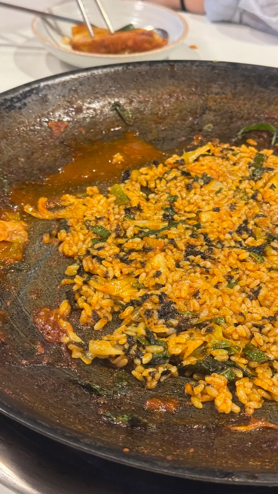 Close-up of dakgalbi on the grill