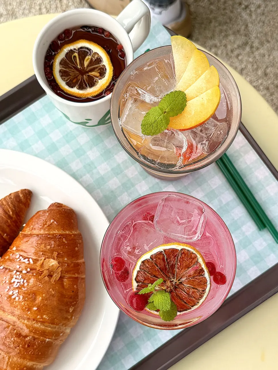 Three ades served on a tray