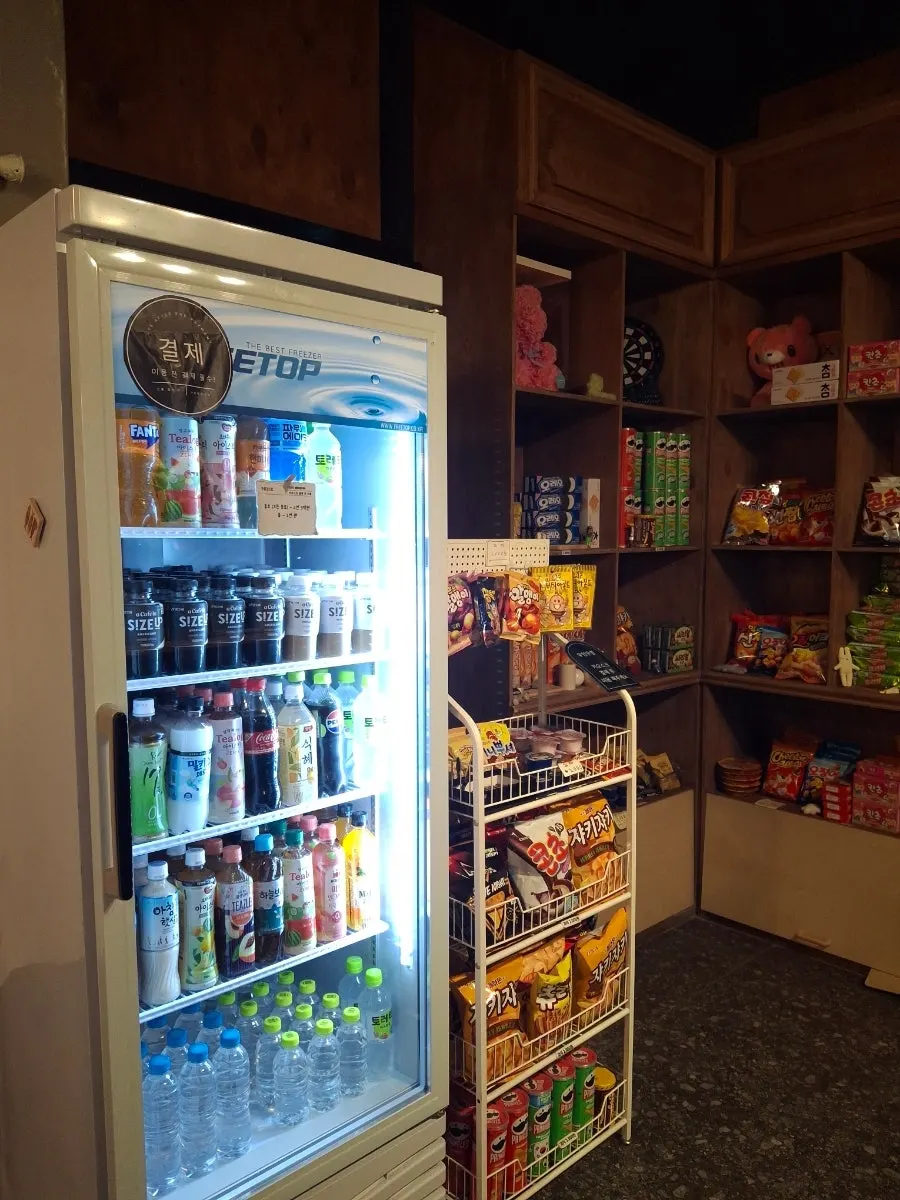 Display of snacks and drinks in the store