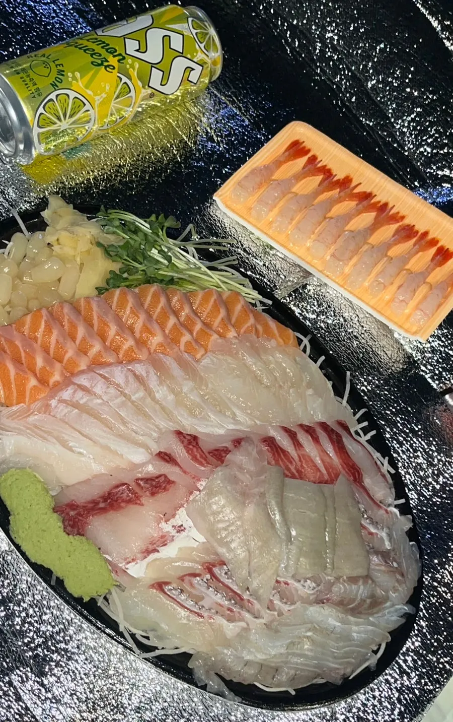 Full spread of the Han River sashimi picnic