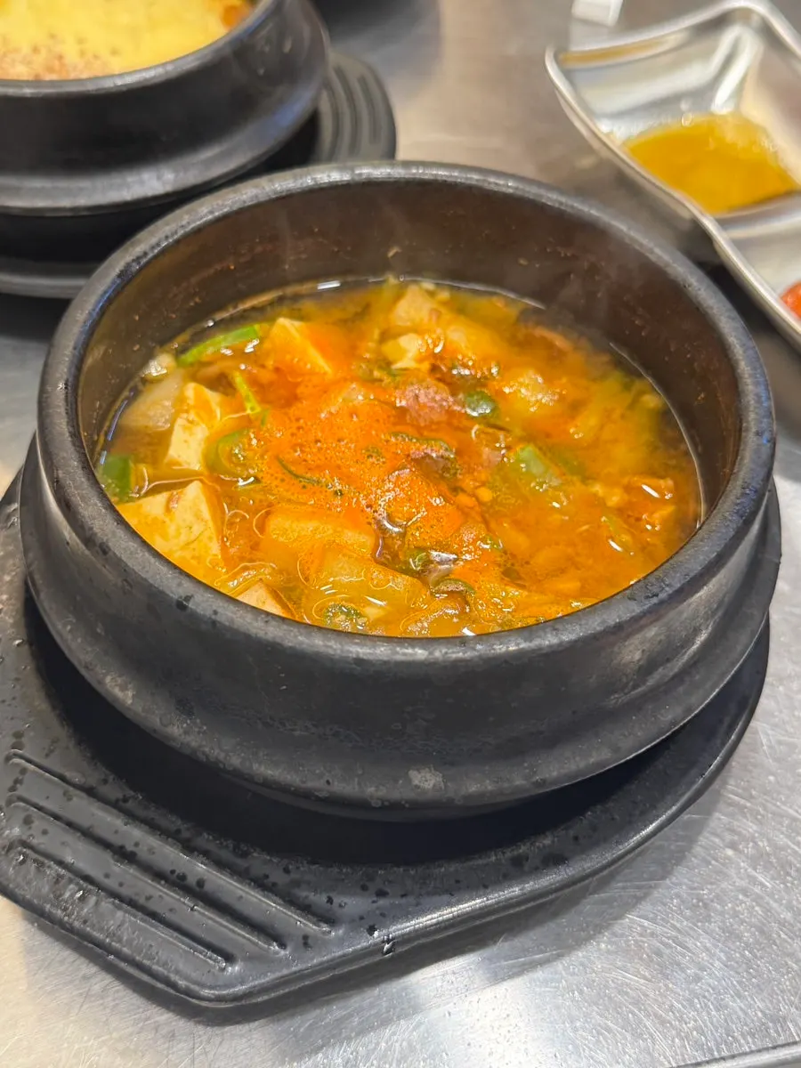 Complimentary spicy doenjang stew