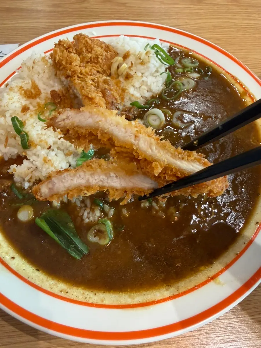 Katsu curry topped with green onion