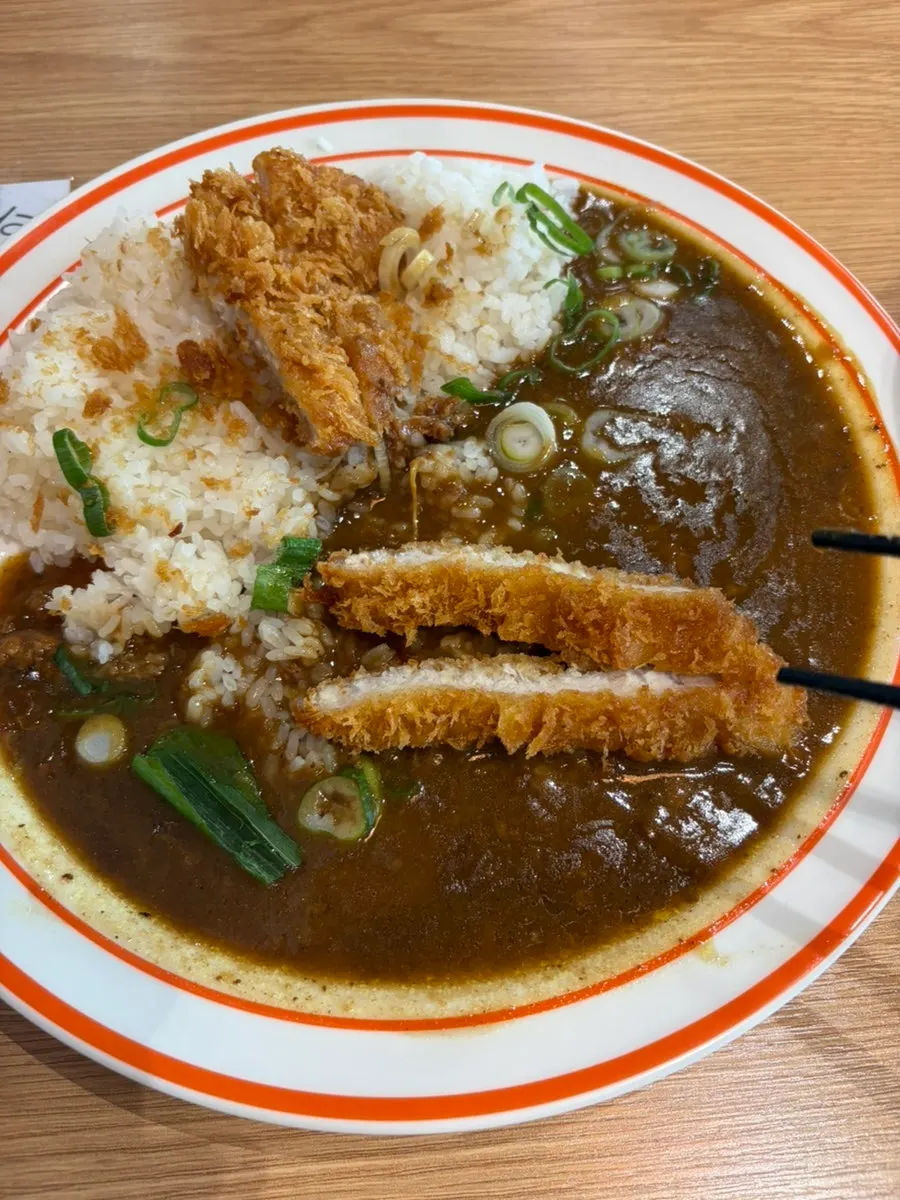 Pork cutlet and curry sauce combination