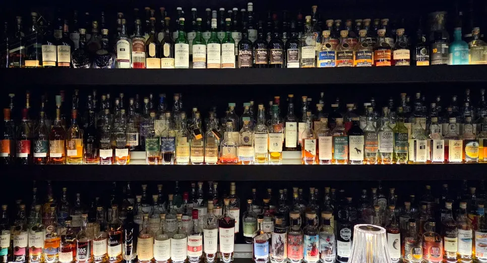 Menu page listing spirit and cocktail prices