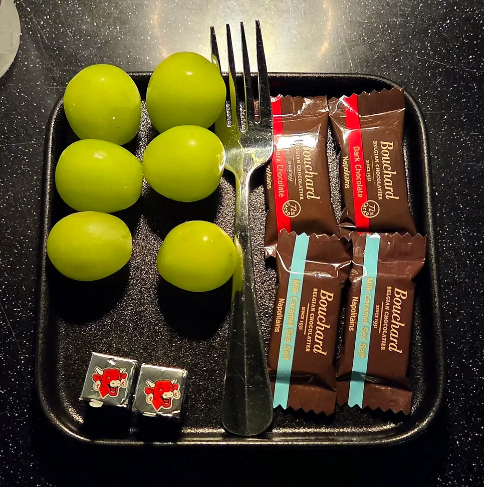 Basic snack setup included with the cover charge