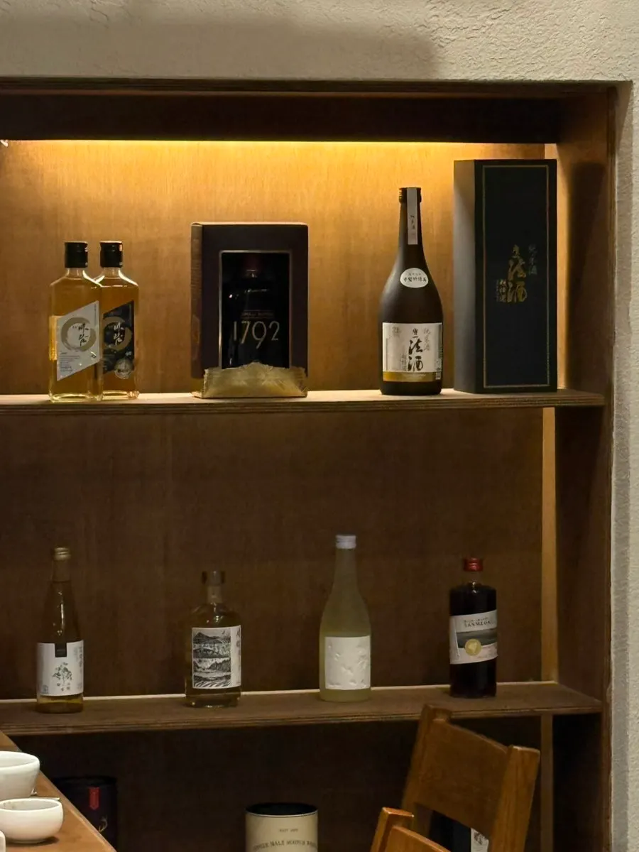 Wine and whiskey and other liquors on display