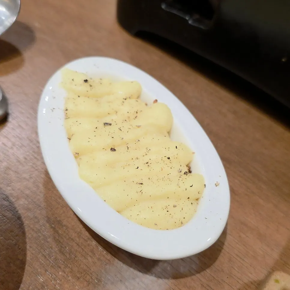 Freshly served potato salad side dish