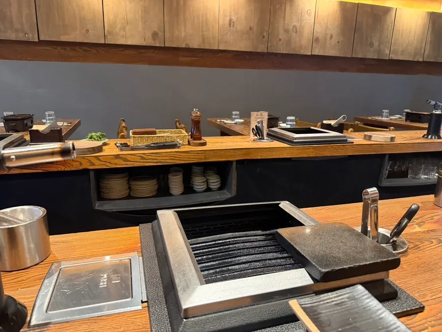 Interior view showing the bar table and seating