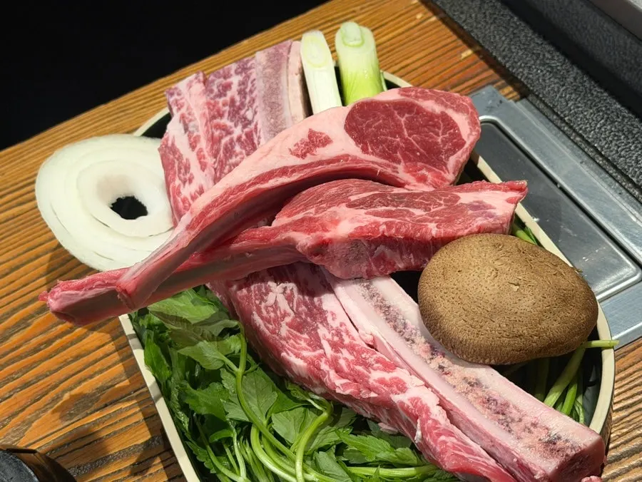 Plate of meat from the beef-and-lamb set for two