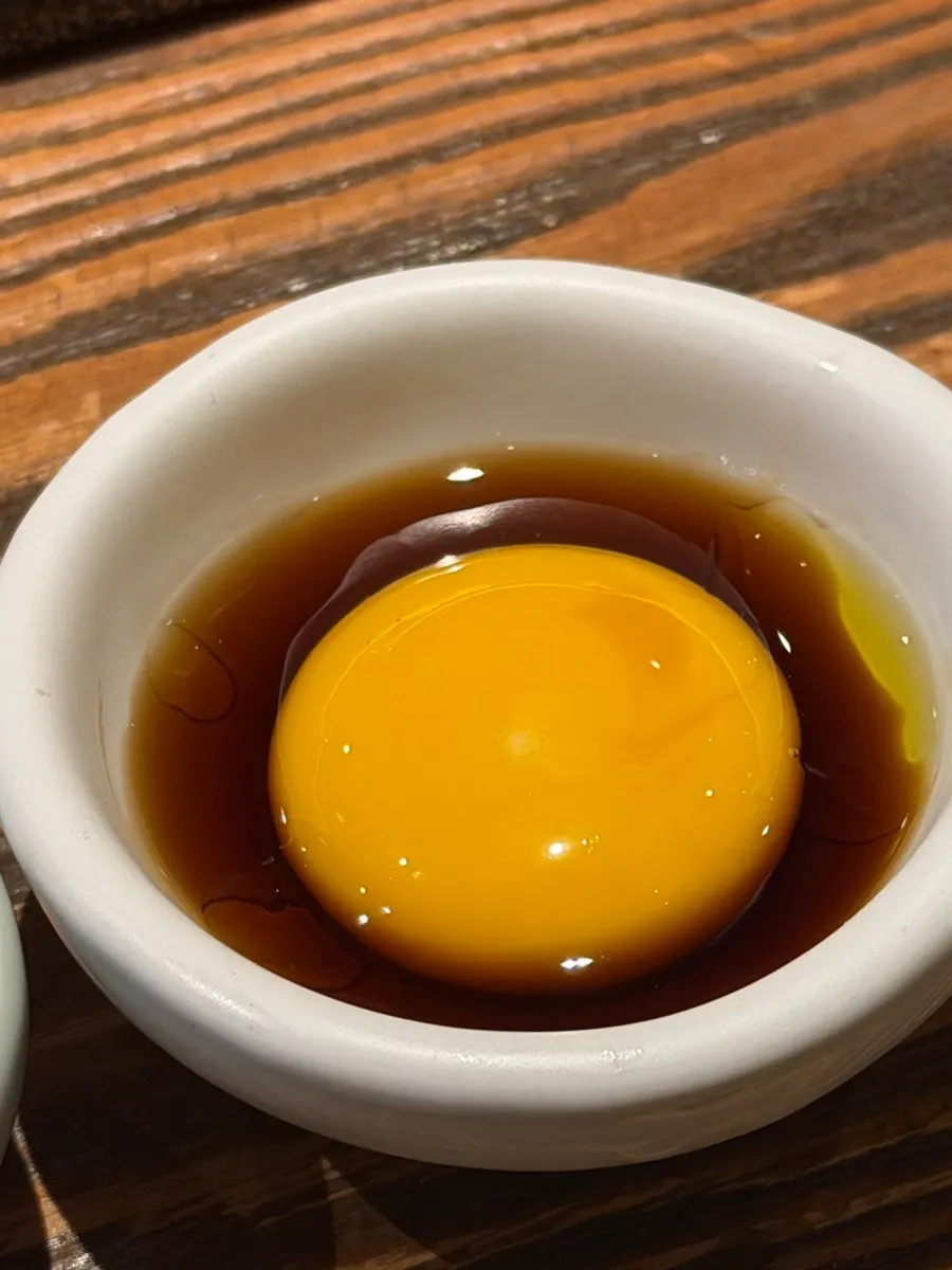 Grilled vegetables with egg-soy sauce