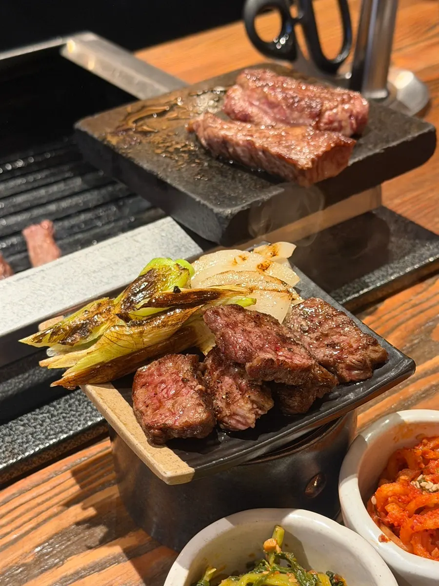 Table after finishing the beef-and-lamb set for two