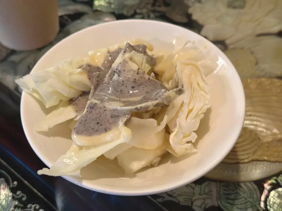 Cabbage salad served as a basic side dish