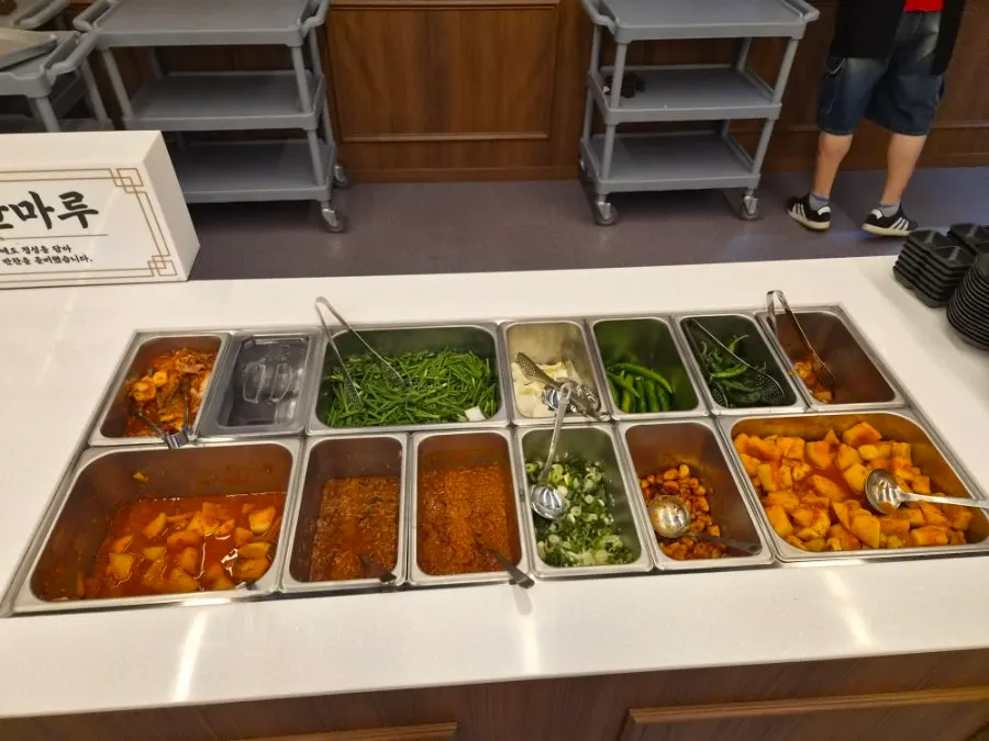 Kimchi placed on top of rice