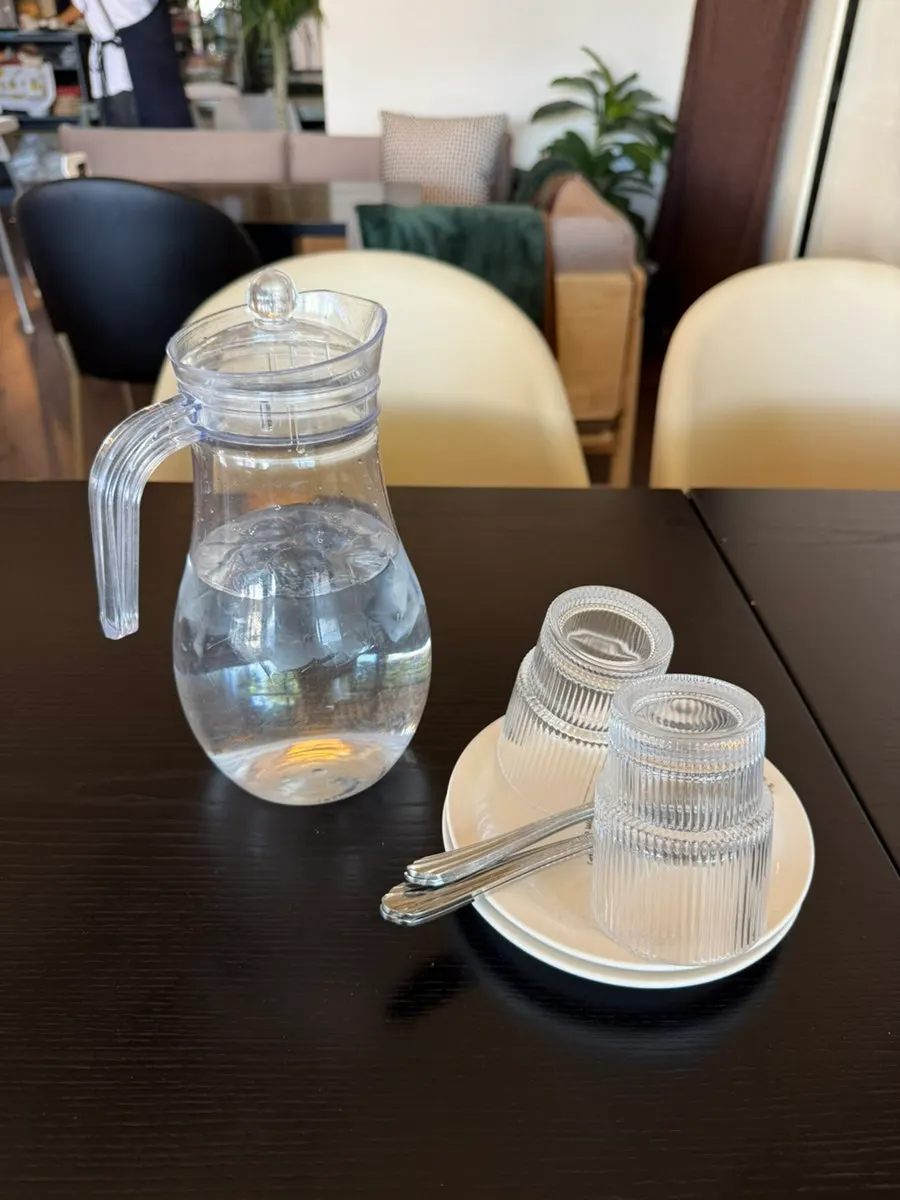 Water and cutlery set at the table