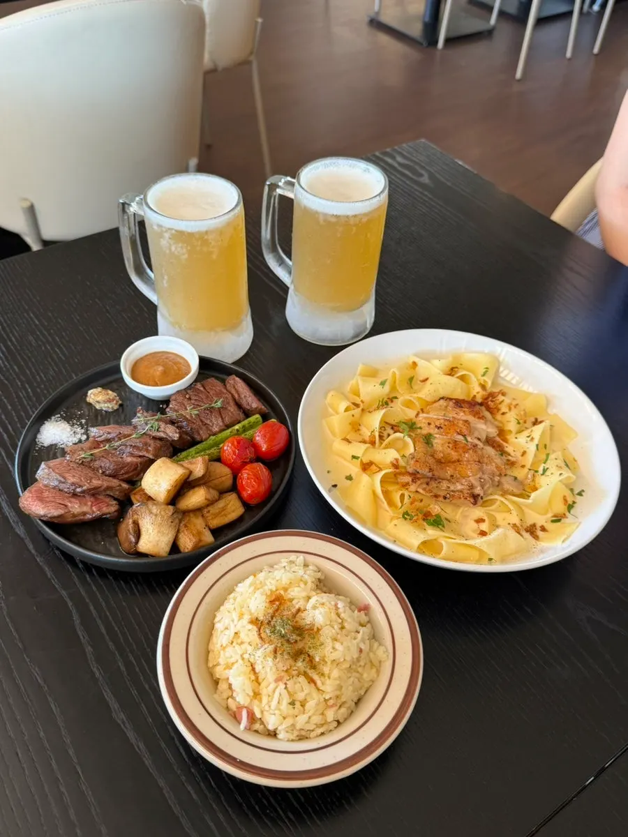 Western dishes laid out on the table