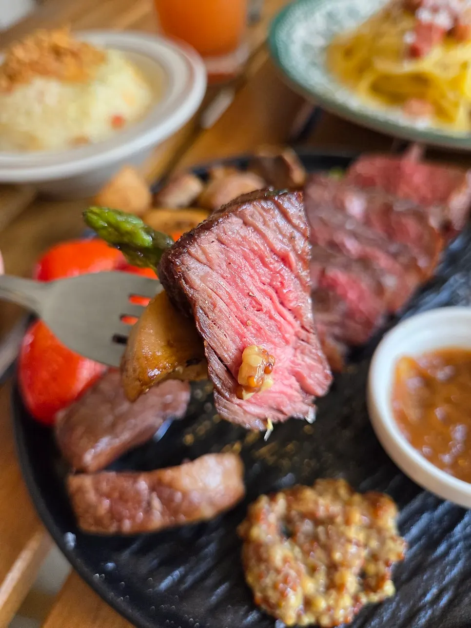 Chuck flap steak with butter galbi sauce
