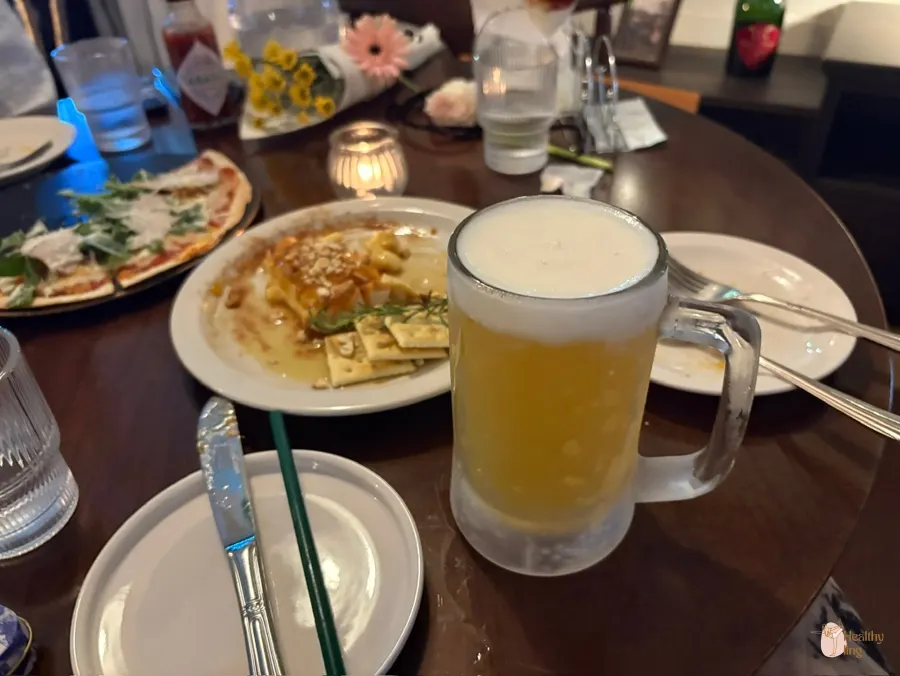 살얼음 생맥주 레몬맥주 말차맥주 세 잔